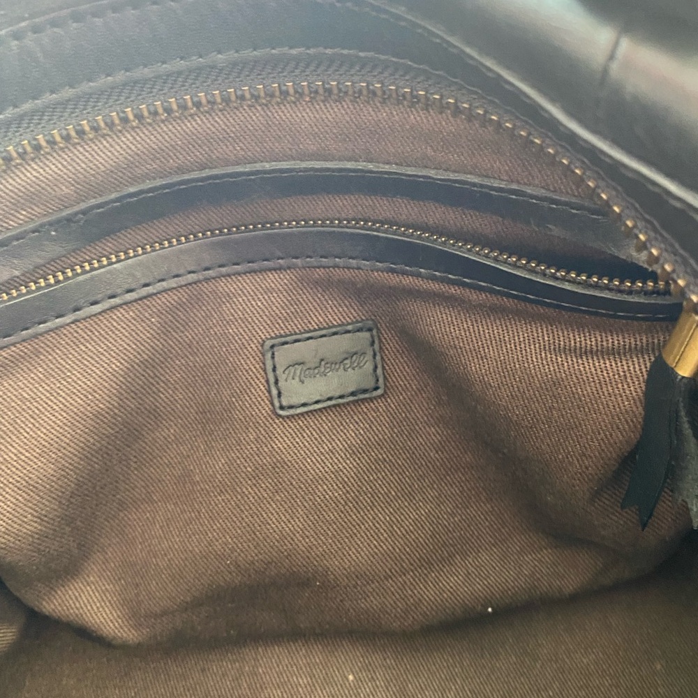 Madewell The Glasgow Satchel Black Pebbled Leather Duffel Bag Monogram JMD - Picture 12 of 15